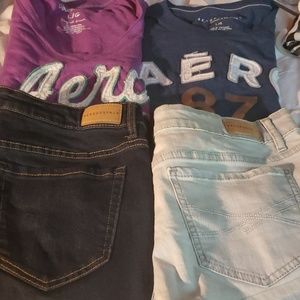 4 piece aeropostale jean short set